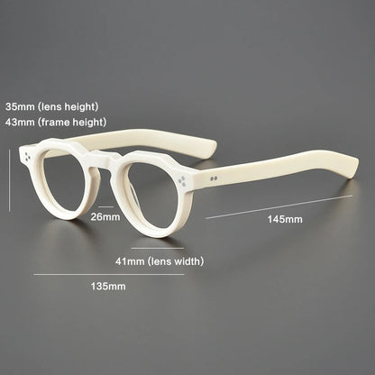 Vintage Small Round Acetate Glasses Frame | Prescription-Ready temple detail