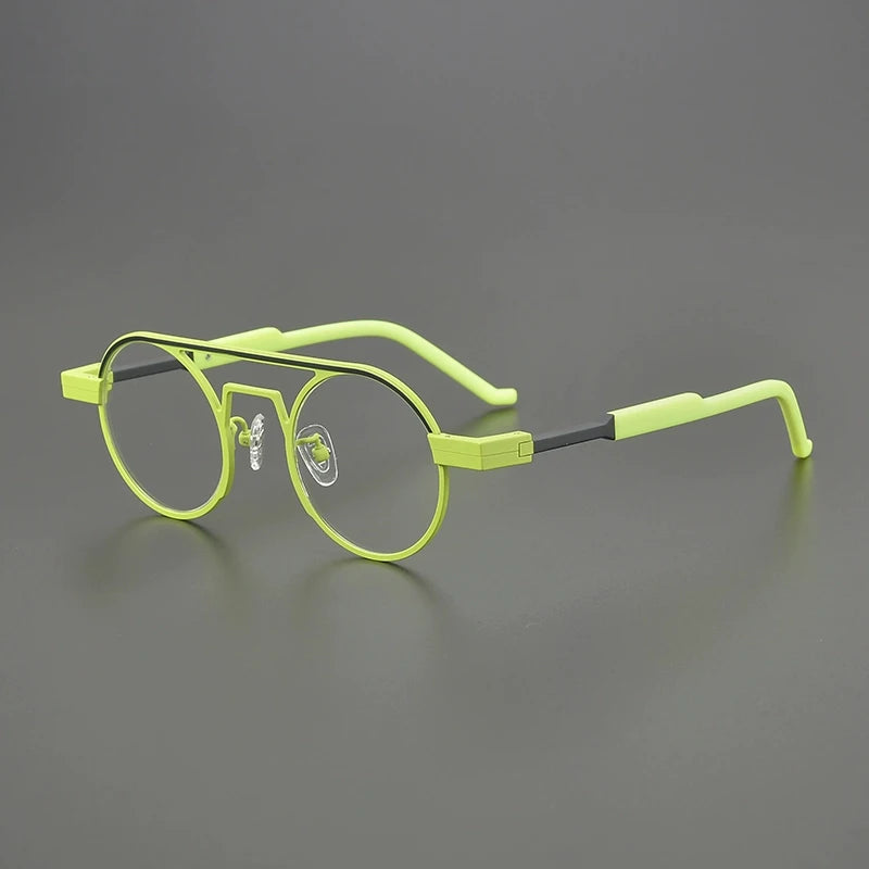 Titanium Neon Pilot Round Prescription Eyeglasses | Bold Lightweight Rx Glasses – CINILY UK - Green