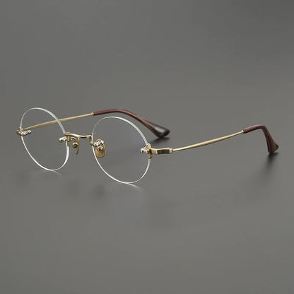 Handmade Titanium Rimless Round Prescription Eyeglasses | Ultra-Light Optical Frame for Rx Lenses – CINILY UK front view