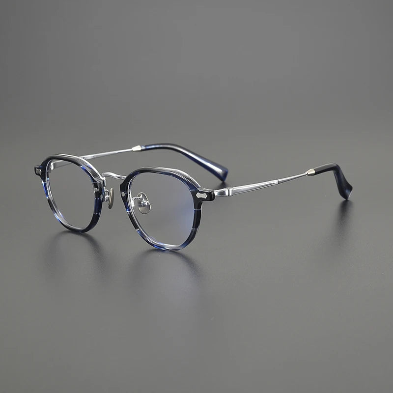 Titanium Marbled Round Prescription Eyeglasses | Ultra-Light Designer Rx Glasses – CINILY UK - Stripe