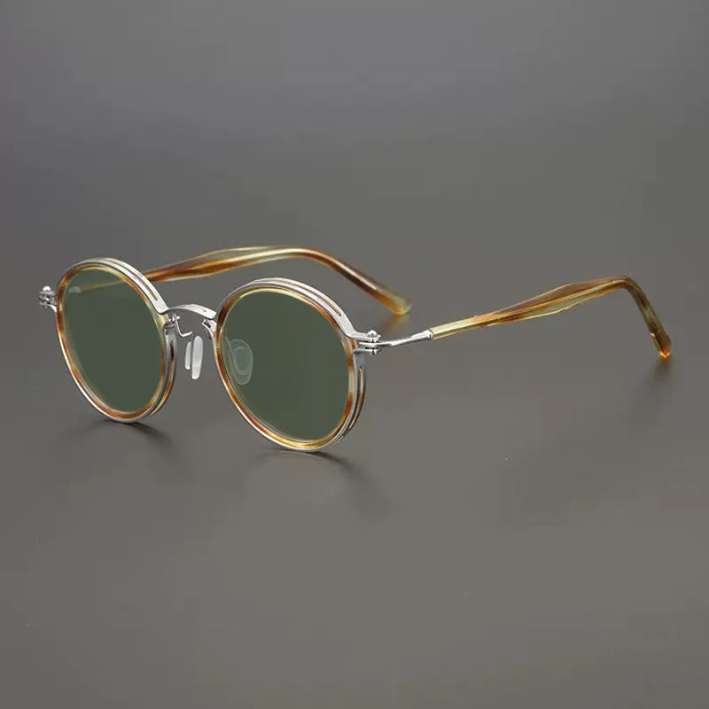 Vintage Round Polarised Sunglasses UV400 with Titanium Detail - Brown