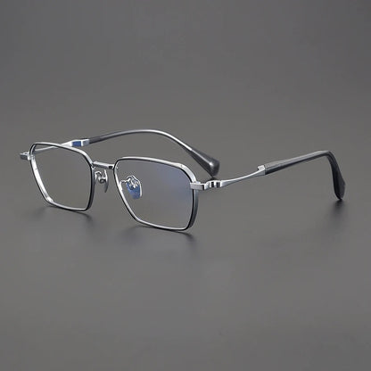 Large Titanium Square Prescription Eyeglasses | Lightweight Optical Frame for Rx Lenses – CINILY UK front view