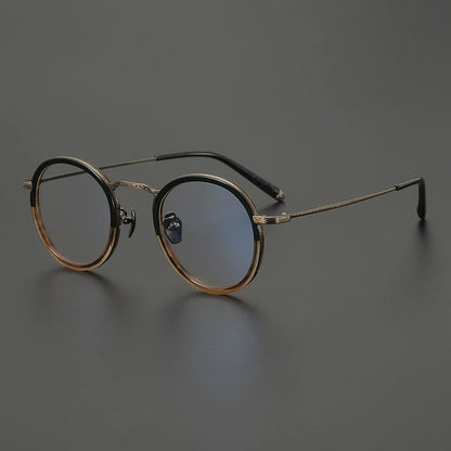 Titanium Tortoise Round Prescription Eyeglasses | Handmade Optical Frame for Rx Lenses – CINILY UK frame detail