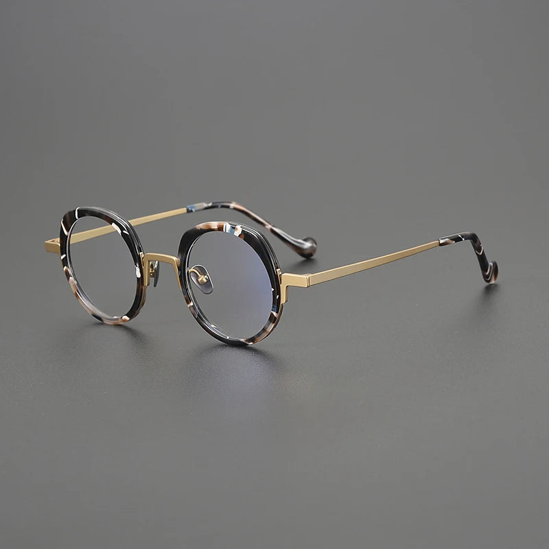 Titanium Colour-Accent Round Prescription Eyeglasses