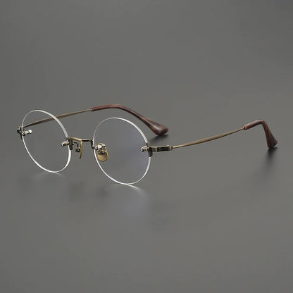 Handmade Titanium Rimless Round Prescription Eyeglasses | Ultra-Light Optical Frame for Rx Lenses – CINILY UK