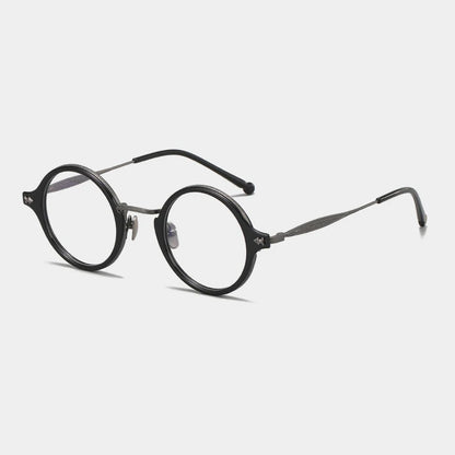 Titanium Acetate Windsor Round Prescription Eyeglasses | Retro Optical Frame for Rx Lenses – CINILY UK temple detail
