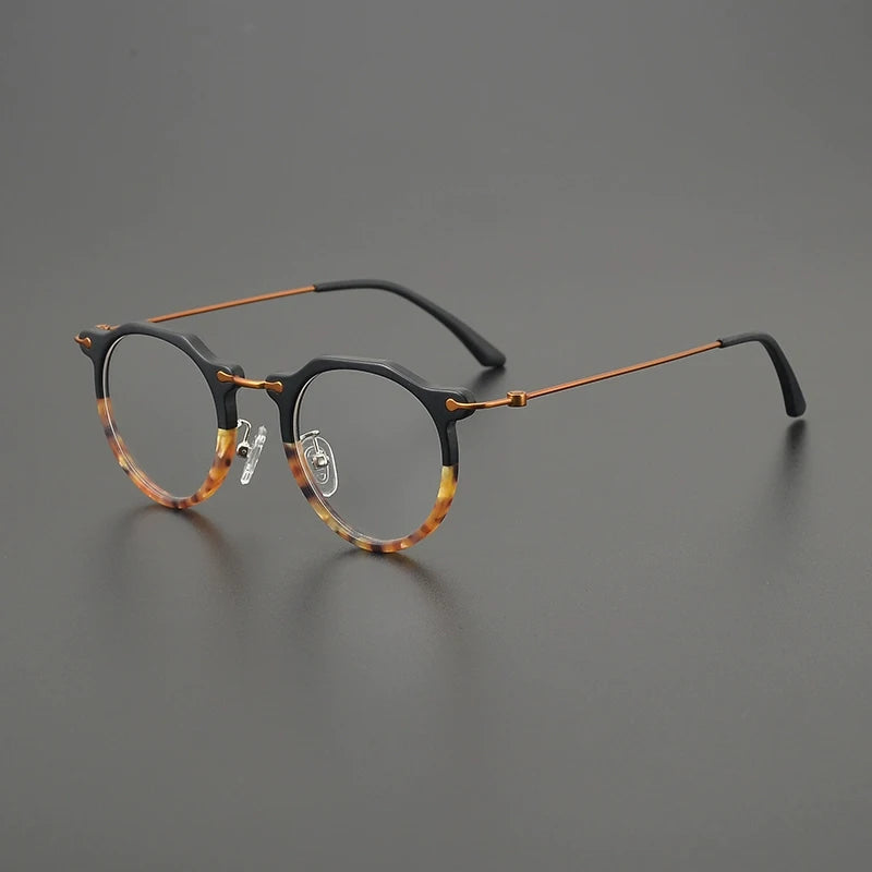 Titanium Crystal Panto Prescription Eyeglasses | Ultra-Light Optical Frame for Rx Lenses – CINILY UK - Amber