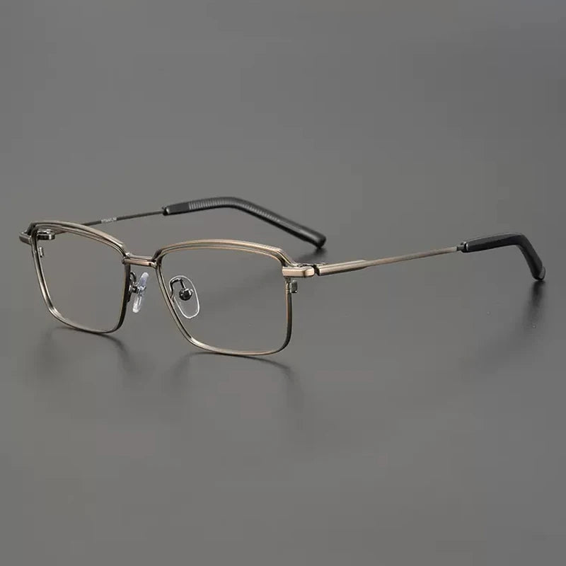 Titanium Minimal Square Prescription Eyeglasses | Ultra-Light Optical Frame for Rx Lenses – CINILY UK - Bronze