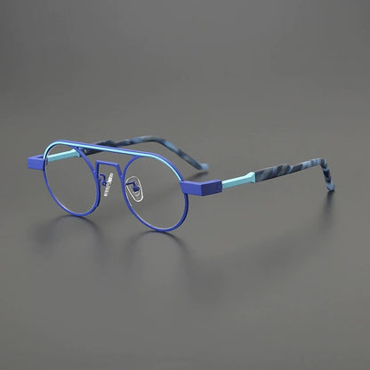 Titanium Neon Pilot Round Prescription Eyeglasses | Bold Lightweight Rx Glasses – CINILY UK lens detail