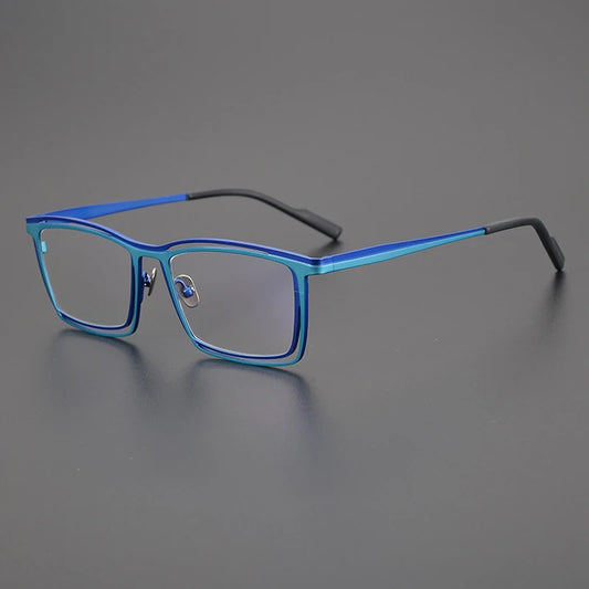 Titanium Electric Blue Square Prescription Eyeglasses | Bold Lightweight Rx Glasses – CINILY UK