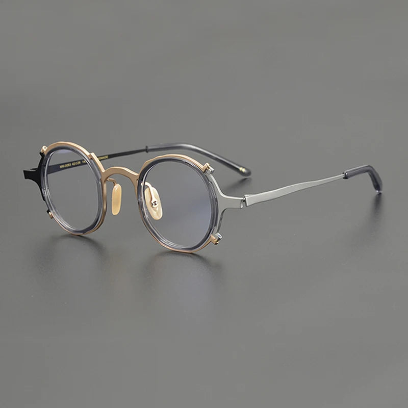 Titanium Retro Round Prescription Eyeglasses | Ultra-Light Optical Frame for Rx Lenses – CINILY UK - Grey