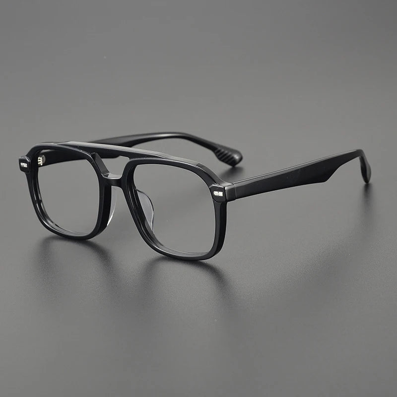 Acetate Square Prescription Eyeglasses | Affordable Retro Rx Glasses Online – CINILY UK - Black