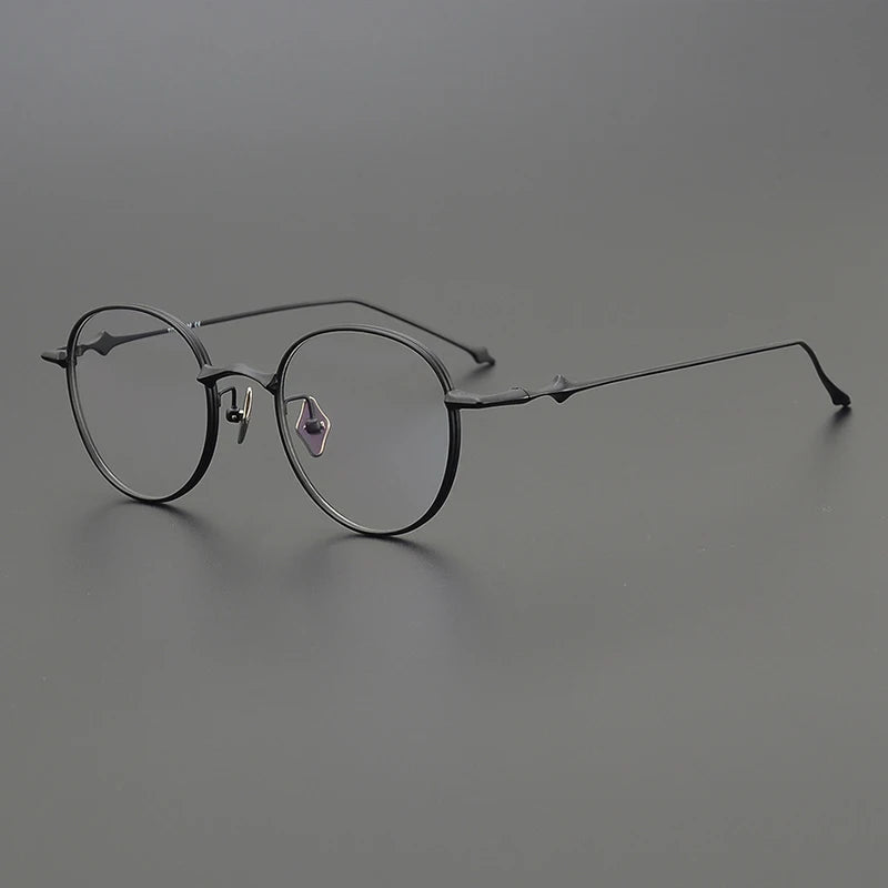 Ultra-Light Titanium Round Prescription Eyeglasses | Vintage Optical Frame for Rx Lenses – CINILY UK - Black