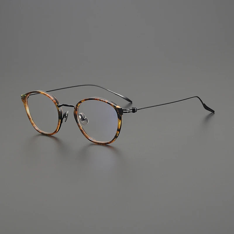 Titanium Retro Round Prescription Eyeglasses | Ultra-Light Designer Rx Glasses – CINILY UK - Tortoise