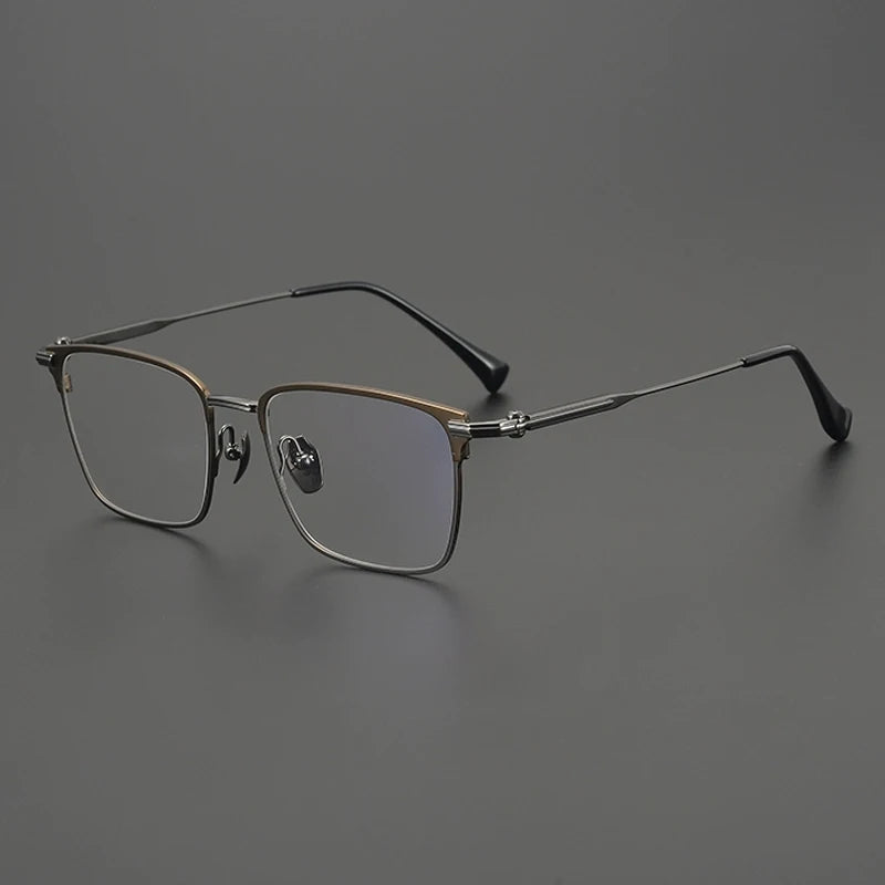 Titanium Large Square Prescription Eyeglasses | Ultra-Light Optical Frame for Rx Lenses – CINILY UK - Brown