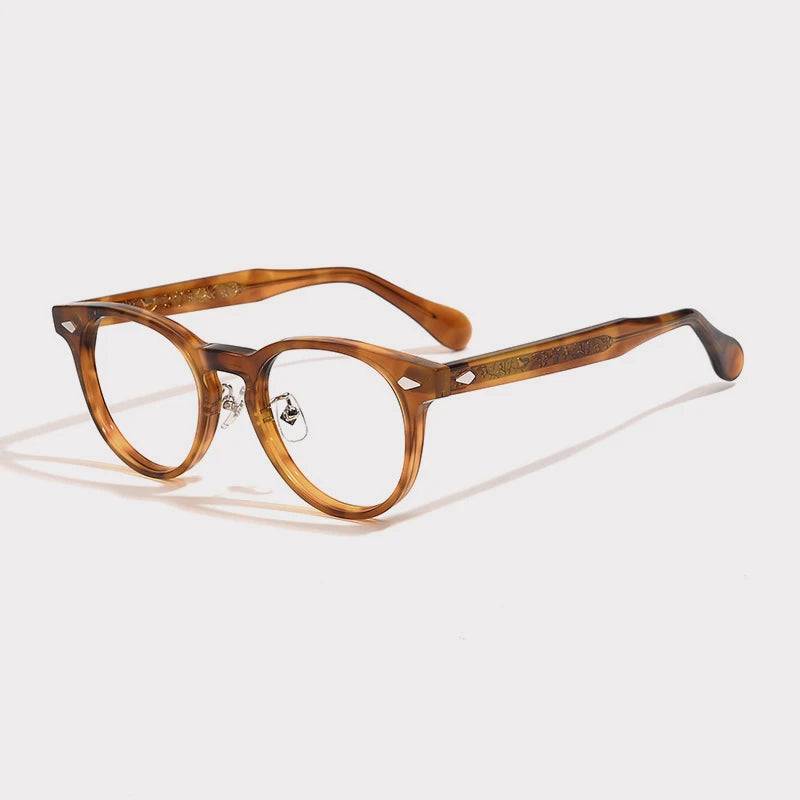 Acetate Round Prescription Eyeglasses | Affordable Retro Rx Glasses – CINILY UK - Amber