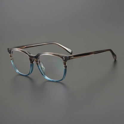 Acetate Crystal Blue Square Prescription Eyeglasses | Designer Optical Frame for Rx Lenses – CINILY UK side view