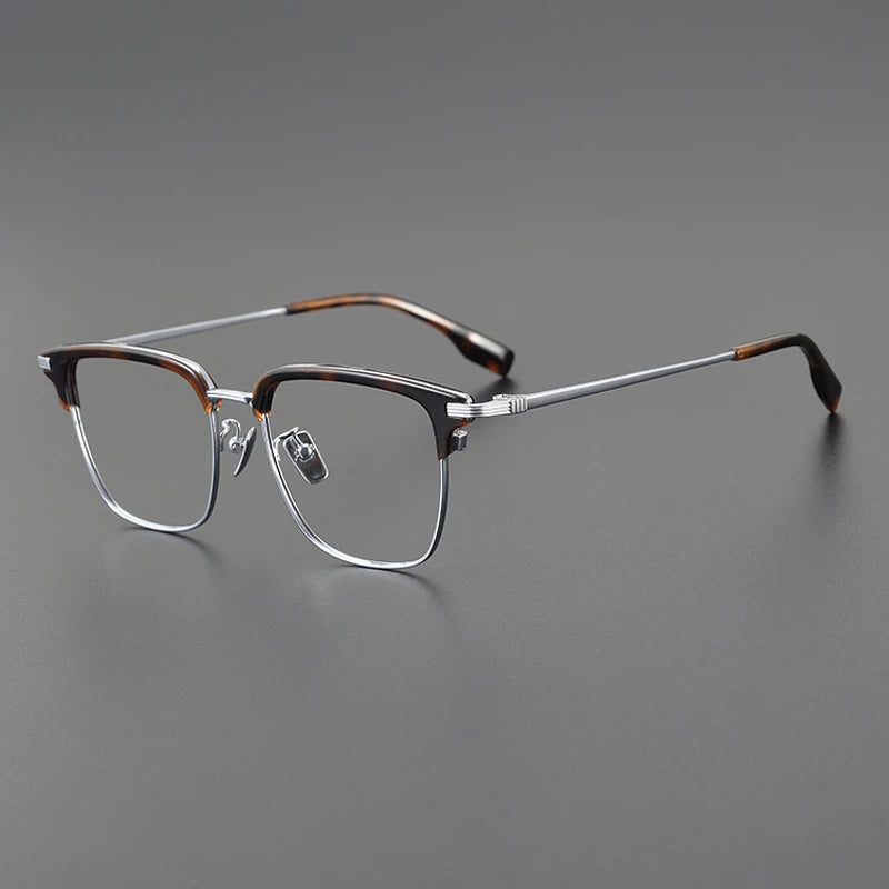 Korean Titanium Browline Square Prescription Eyeglasses | Ultra-Light Optical Frame for Rx Lenses – CINILY UK - Tortoise
