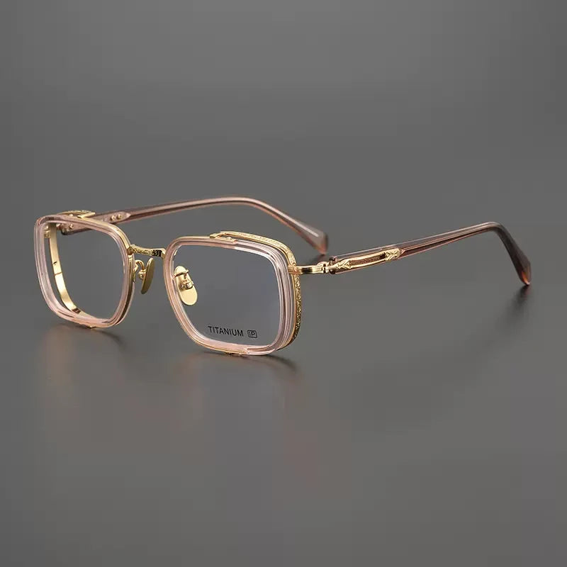 Acetate Titanium Crystal Square Prescription Eyeglasses | Retro Optical Frame for Rx Lenses – CINILY UK - Pink