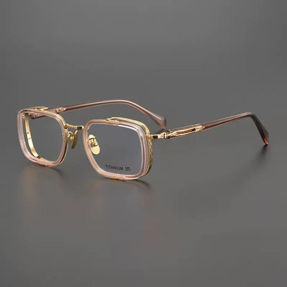 Acetate Titanium Crystal Square Prescription Eyeglasses | Retro Optical Frame for Rx Lenses – CINILY UK frame detail