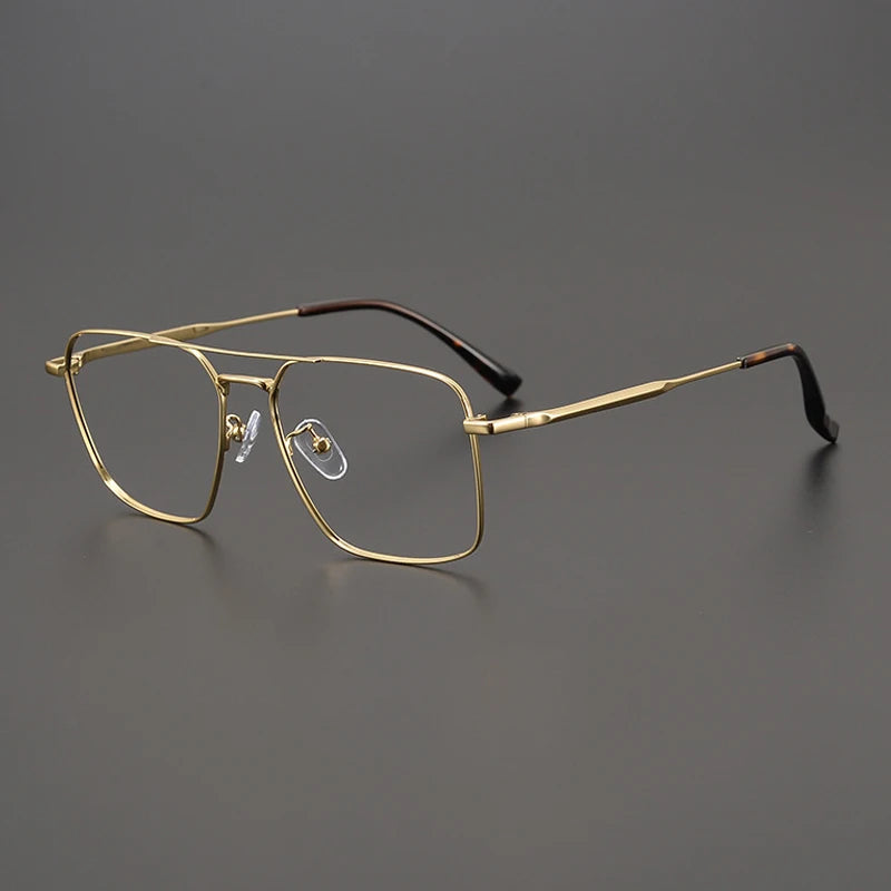 Alloy Geometric Pilot Prescription Eyeglasses | Lightweight Metal Rx Glasses – CINILY UK - Gold