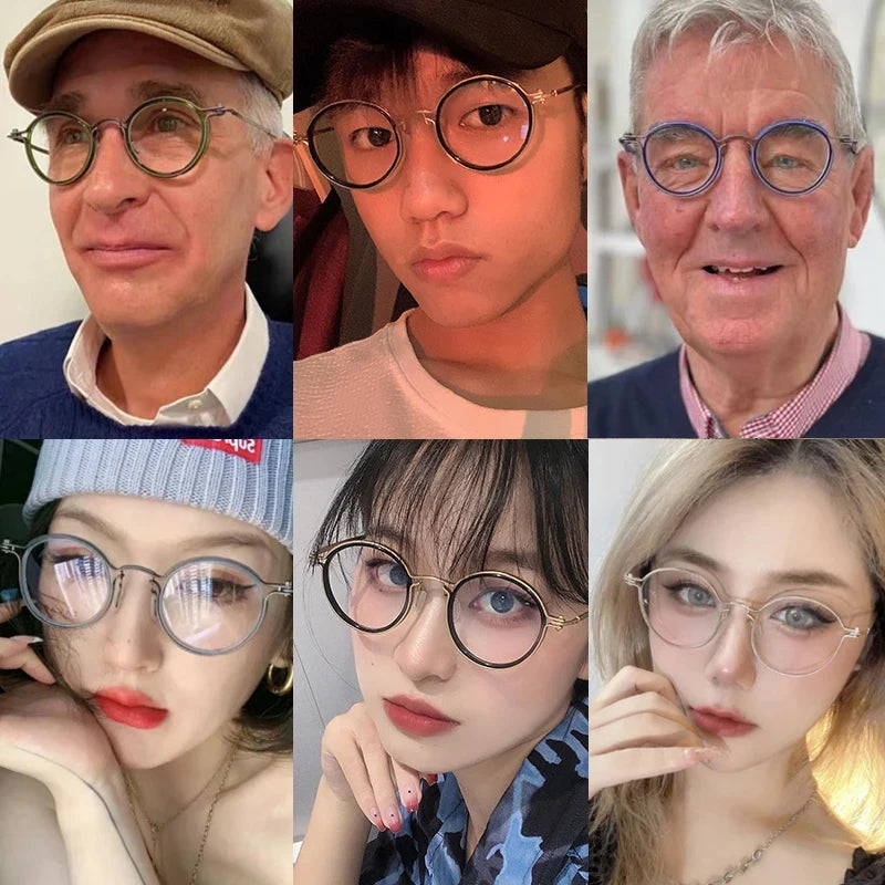 Ultra-Light Pure Titanium Vintage Round Optical Glasses Frame