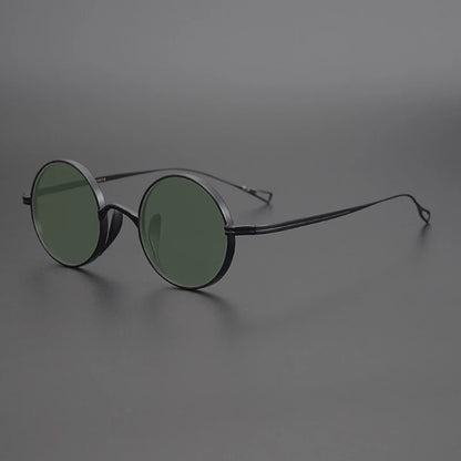 Ultra-Light Pure Titanium Polarised Vintage Small Round Sunglasses lens detail