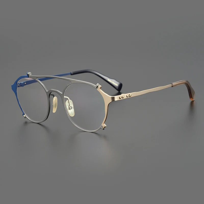 Japanese Titanium Browline Pilot Prescription Eyeglasses | Retro Optical Frame for Rx Lenses – CINILY UK - Blue