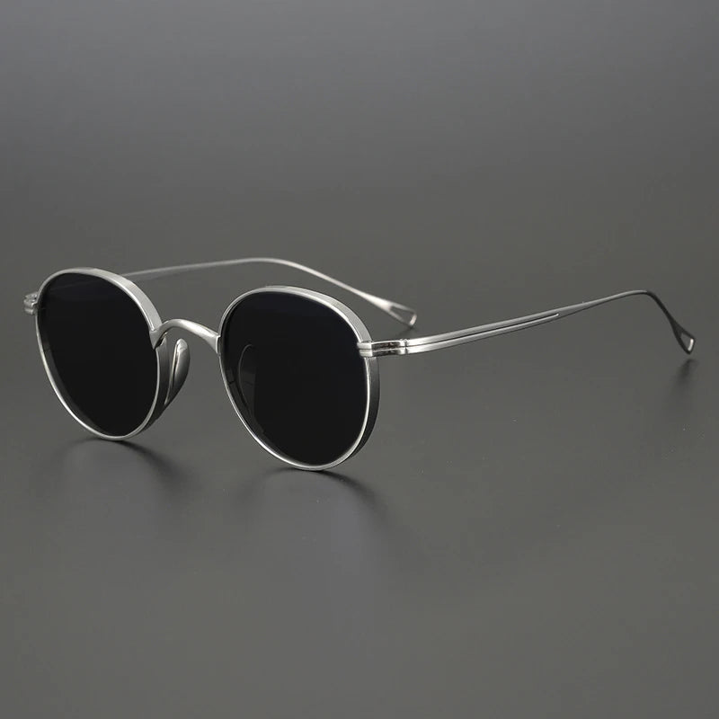 Ultra-Light Pure Titanium Polarised Sunglasses | Vintage Round - silver