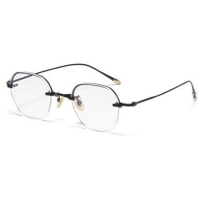 Titanium Rimless Geometric Prescription Eyeglasses | Ultra-Light Optical Frame for Rx Lenses – CINILY UK temple detail