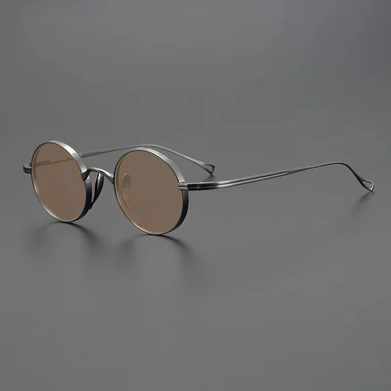 Ultra-Light Pure Titanium Polarised Vintage Small Round Sunglasses - GUNMETAL