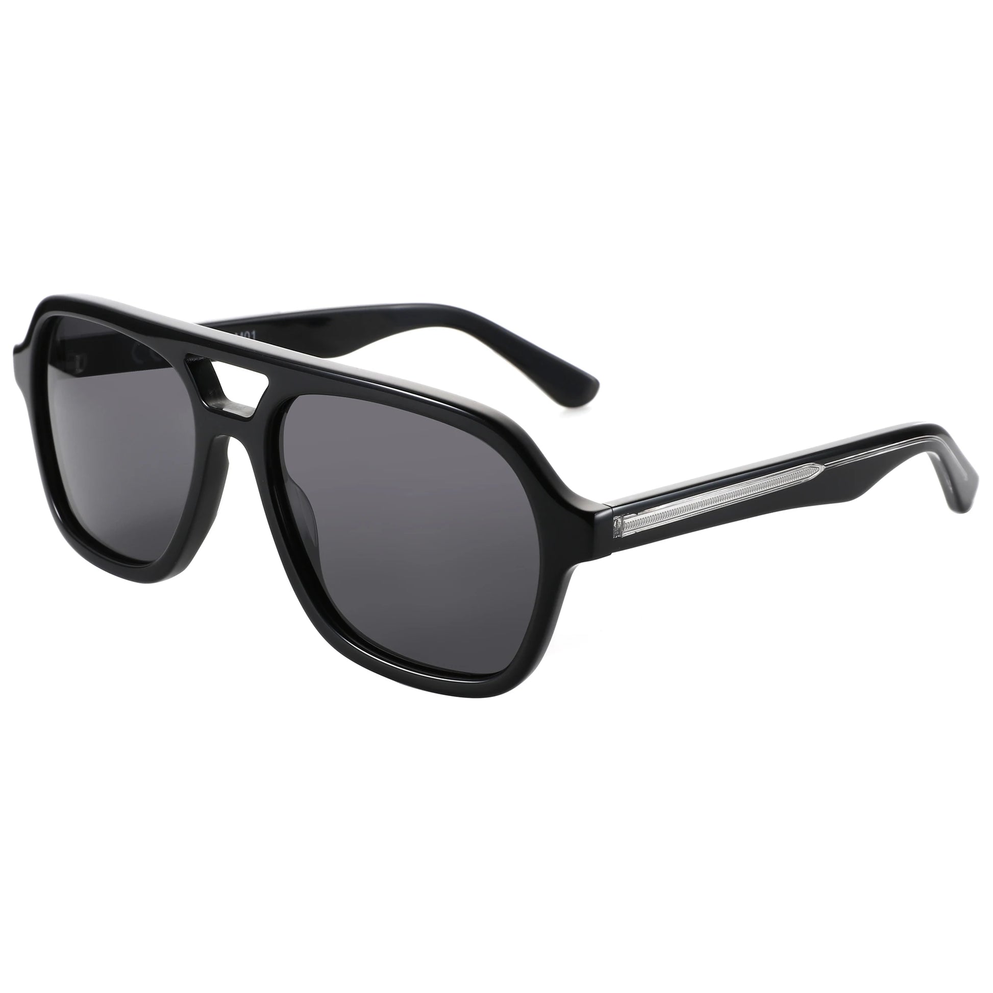 Acetate Tortoise Pilot Polarized UV400 Sunglasses | Classic Unisex Shades – CINILY UK - Black