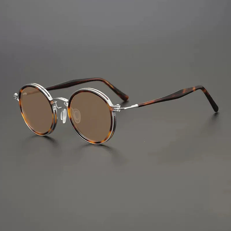 Vintage Round Polarised Sunglasses with UV400 Protection and Titanium Detail