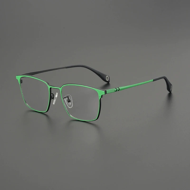 Titanium Neon Square Prescription Eyeglasses | Bold Lightweight Rx Glasses – CINILY UK - Green