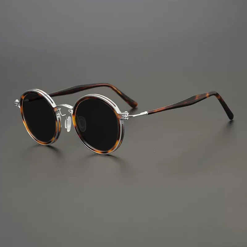 Vintage Round Polarised Sunglasses with UV400 Protection and Titanium Detail