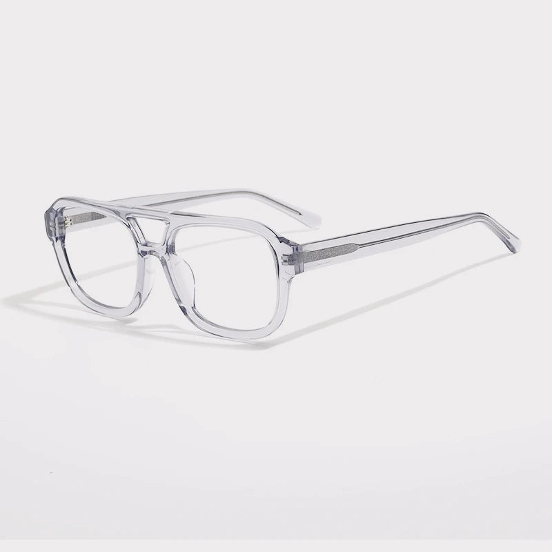 Acetate Tortoise Double-Bridge Pilot Prescription Eyeglasses | Bold Retro Rx Glasses – CINILY UK - Transparent