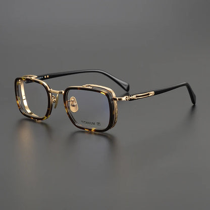 Acetate Titanium Crystal Square Prescription Eyeglasses | Retro Optical Frame for Rx Lenses – CINILY UK side view