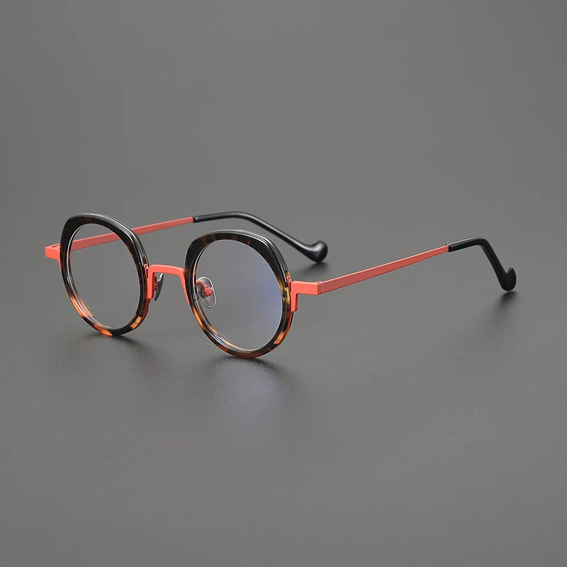 Titanium Colour-Accent Round Prescription Eyeglasses | Ultra-Light Designer Rx Glasses – CINILY UK - Red