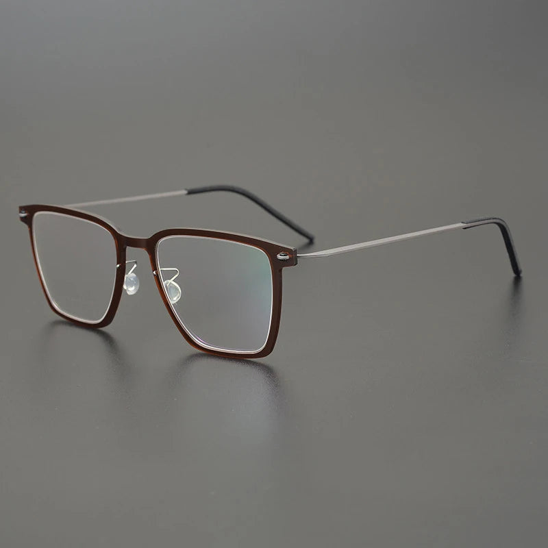 Transparent Titanium Square Prescription Eyeglasses | Ultra-Light Optical Frame for Rx Lenses – CINILY UK - Brown
