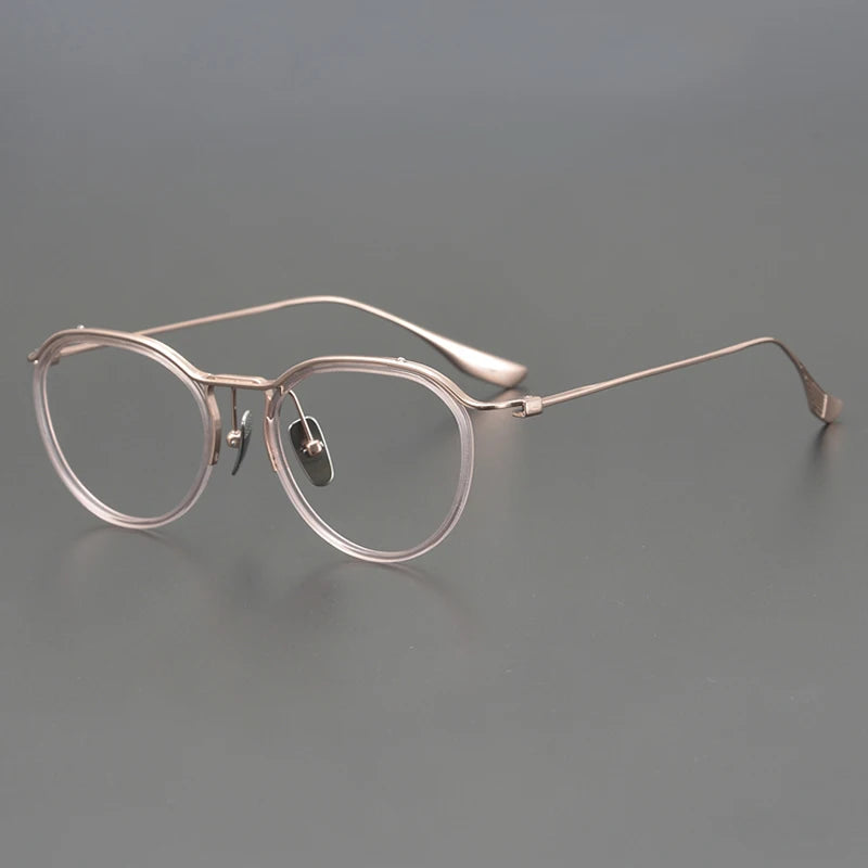 Korean Titanium Windsor Round Prescription Eyeglasses | Ultra-Light Optical Frame for Rx Lenses – CINILY UK - Rose Gold