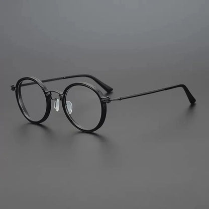 Ultra-Light Pure Titanium Vintage Round Optical Glasses Frame additional product view