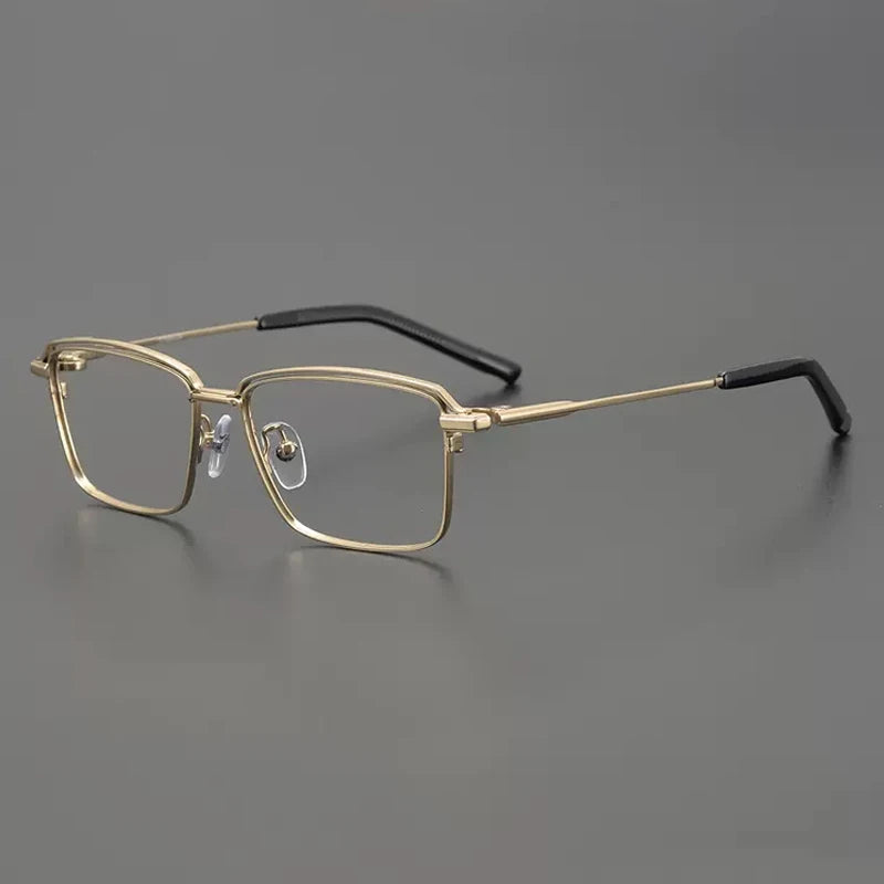 Titanium Minimal Square Prescription Eyeglasses | Ultra-Light Optical Frame for Rx Lenses – CINILY UK - Gold