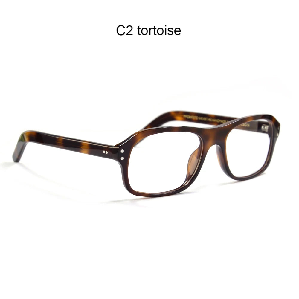 Retro Rectangle Acetate Glasses | Kingsman-Inspired Frame - Tortoise