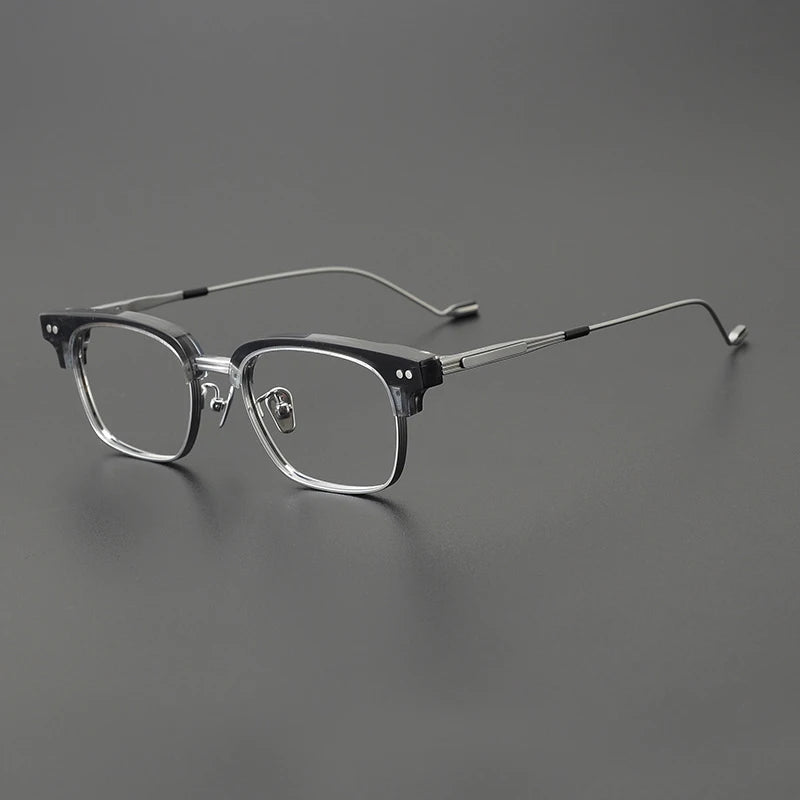 Korean Titanium Acetate Browline Square Prescription Eyeglasses | Optical Frame for Rx Lenses – CINILY UK - Gray
