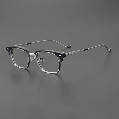 Korean Titanium Acetate Browline Square Prescription Eyeglasses | Optical Frame for Rx Lenses – CINILY UK lens detail