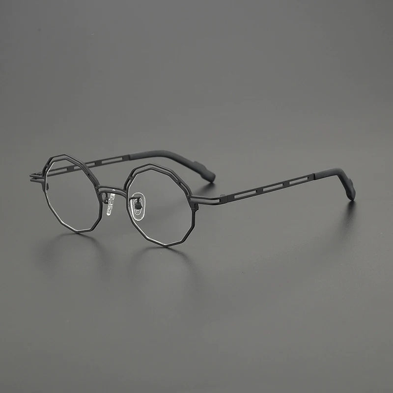 Titanium Round Prescription Eyeglasses | Lightweight Retro Rx Glasses Online – CINILY UK - Black