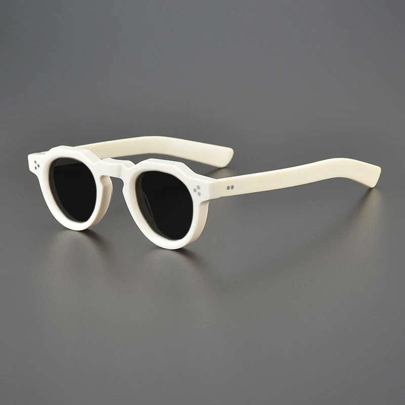 Vintage Polarised Acetate Sunglasses with UV400 Protection and a Small Fit - Milky