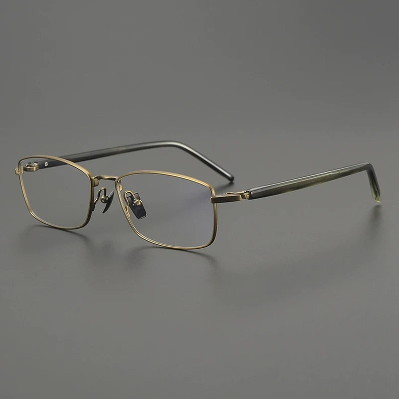 Titanium Rimless Square Prescription Eyeglasses | Lightweight Minimal Rx Glasses – CINILY UK - Bronze