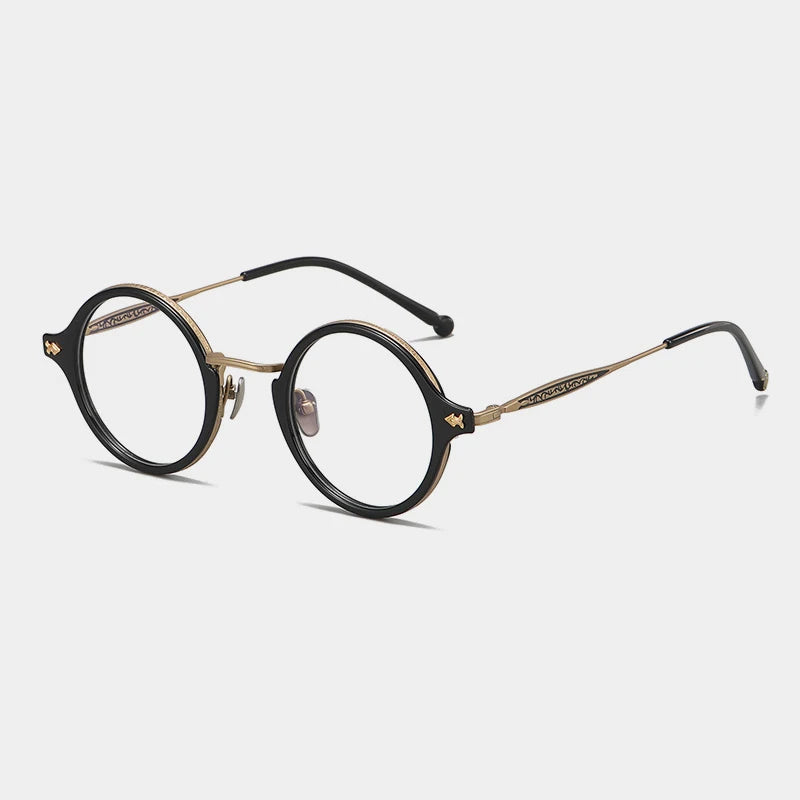 Titanium Acetate Windsor Round Prescription Eyeglasses | Retro Optical Frame for Rx Lenses – CINILY UK - Gold