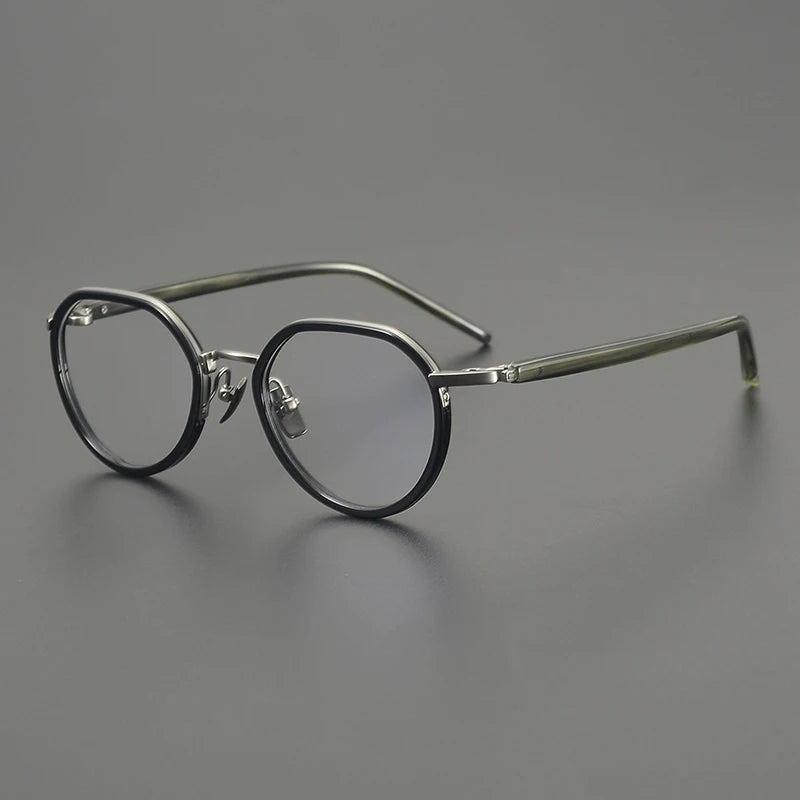 Titanium Acetate Panto Prescription Eyeglasses | Retro Optical Frame for Rx Lenses – CINILY UK - Olive Green